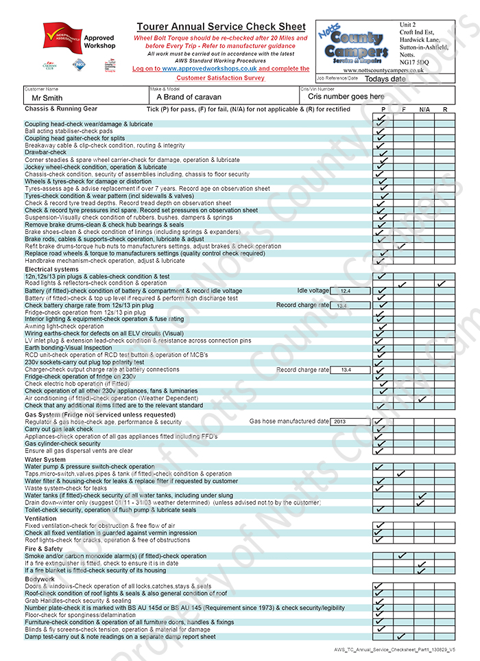 notts county campers service check sheet pt1